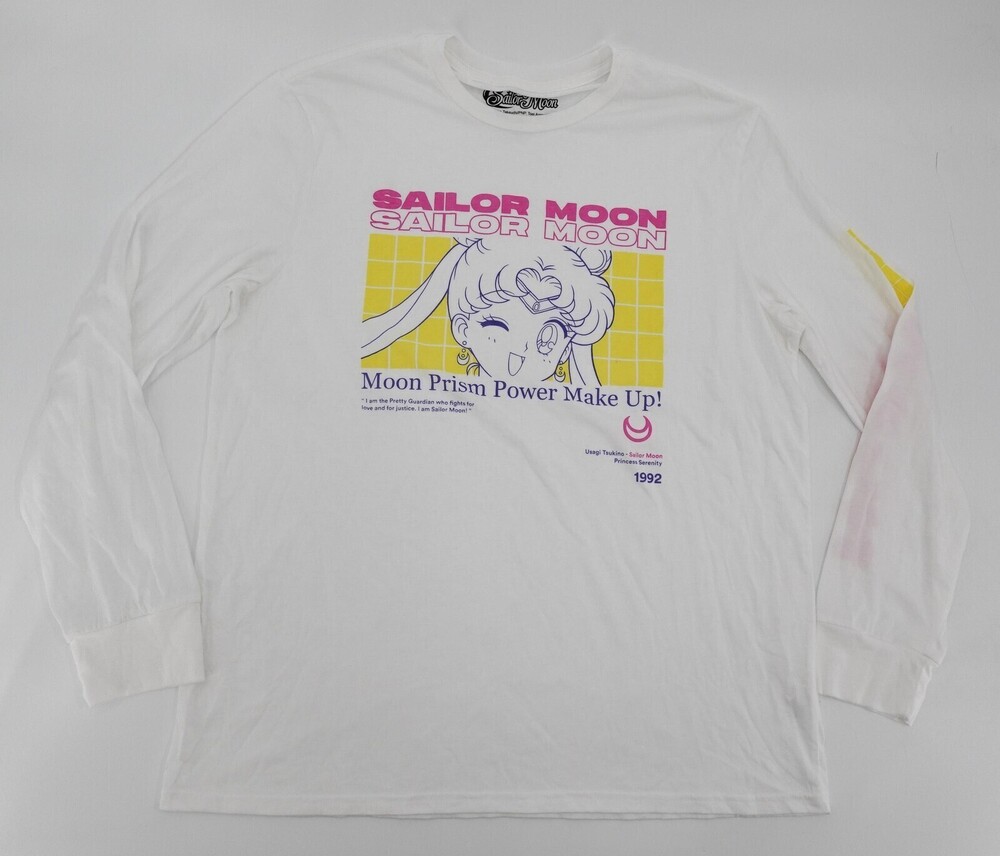 Sailor Moon Shirt Adult XL White Long Sleeve Moon Prism Power Graphic Anime Tee